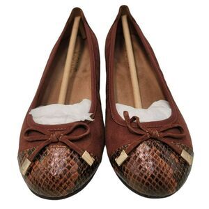 Vionic Ballet Flats Brown Suede Python New Snake Womens Size 5